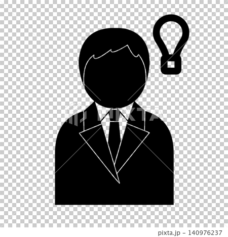 A simple pictogram of the upper body of a businessman with a flash of inspiration (ideas, ideas, success) A simple pictogram of the upper body of a businessman with a flash of inspiration (ideas, ideas, success) 140976237