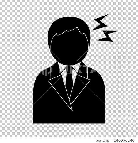 A simple pictogram of the upper body of a tense-looking businessman (anger, tension, stress) A simple pictogram of the upper body of a tense-looking businessman (anger, tension, stress) 140976240