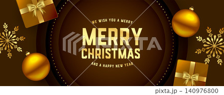 realistic merry christmas event banner with xmas elements 140976800