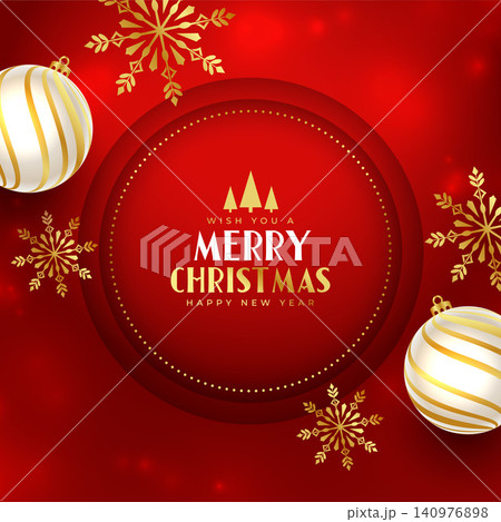 merry christmas and new eve background with bauble and snowflake design vector illustration 140976898