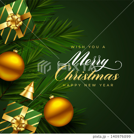 realistic merry christmas greeting background with xmas elements design vector illustration realistic merry christmas greeting background with xmas elements design vector illustration 140976899