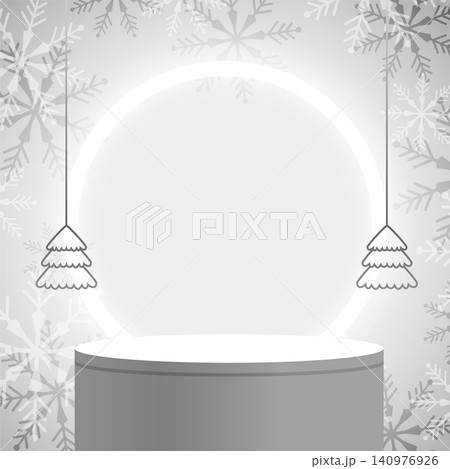 bright merry christmas grey background with 3d podium design vector illustration bright merry christmas grey background with 3d podium design vector illustration 140976926