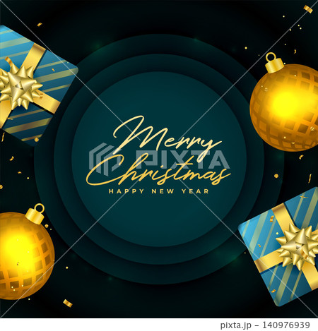 merry christmas wishes card with decorative elements design merry christmas wishes card with decorative elements design 140976939