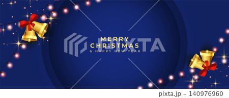 merry christmas holiday banner with jingle and light string merry christmas holiday banner with jingle and light string 140976960