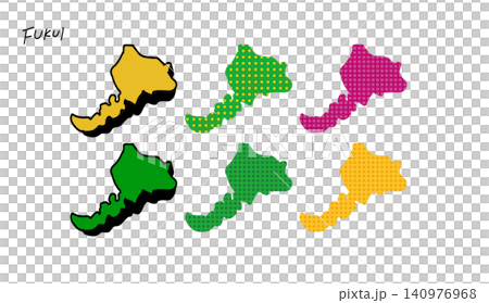 色彩鮮豔的福井縣地圖三維手繪向量插圖 色彩鮮豔的福井縣地圖三維手繪向量插圖 140976968