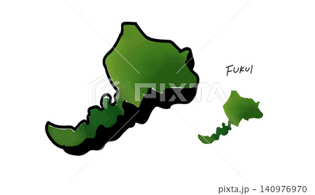 グラデーションカラーの福井県の地図の手書きベクターイラスト グラデーションカラーの福井県の地図の手書きベクターイラスト 140976970