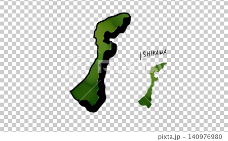 手繪的石川縣漸層色地圖向量圖。 手繪的石川縣漸層色地圖向量圖。 140976980