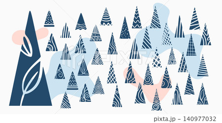 big set of christmas tree elements for xmas design 140977032