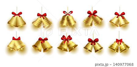 set of realistic christmas bell design for xmas decoration set of realistic christmas bell design for xmas decoration 140977068