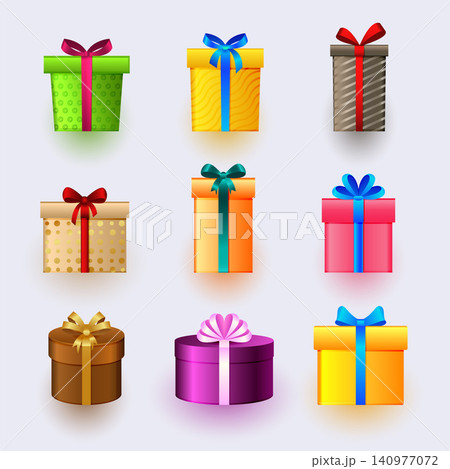 set of 3d present box icons design for christmas celebration set of 3d present box icons design for christmas celebration 140977072