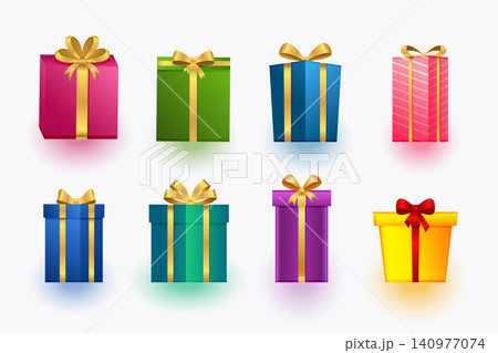 collection of realistic present gift boxes for chrismtas or birthday 140977074