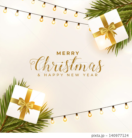 nice merry christmas event background with giftbox and lights decoration 140977124