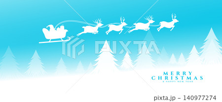 merry christmas festive celebration banner with flying santa sleigh design 140977274