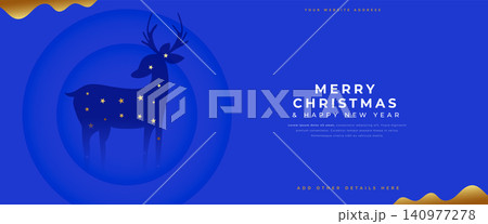 merry christmas and new year eve celebration banner with reindeer design 140977278