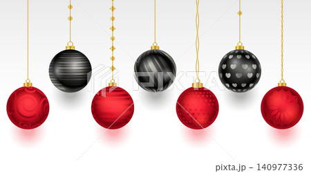 set of red and black balls elements for xmas celebration 140977336