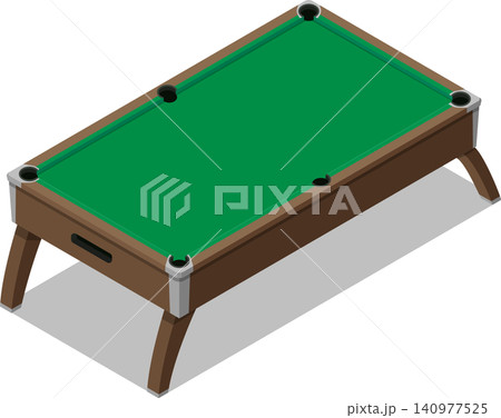Isometric empty pool table isolated on white background Isometric empty pool table isolated on white background 140977525