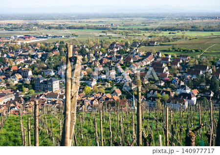 Ancient Wooden Vines Border Charming Valley Settlement Ancient Wooden Vines Border Charming Valley Settlement 140977717
