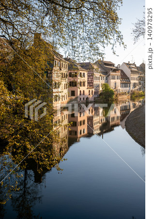 Strasbourg Canal Morning Reflections Pastel Facades 140978295