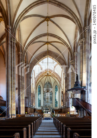 Grand Vaulted Nave Showing Distant Altar Stone Columns Grand Vaulted Nave Showing Distant Altar Stone Columns 140978485