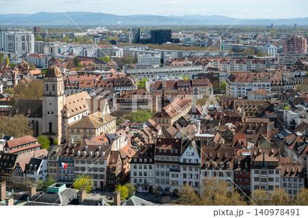 Compact Aerial View Mixed Skyline With Market Below Compact Aerial View Mixed Skyline With Market Below 140978491