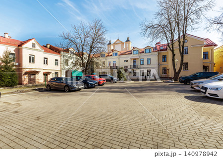 Historic European City Courtyard and Residential Paved Parking 140978942