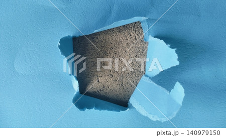 Torn Blue Paper Hole with Rough Gray Concrete Texture Background Torn Blue Paper Hole with Rough Gray Concrete Texture Background 140979150