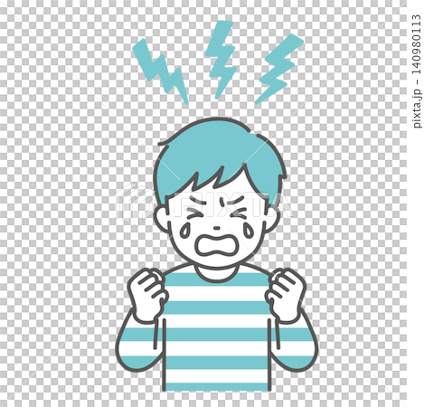 An illustration of a boy having a tantrum and crying loudly. An illustration of a boy having a tantrum and crying loudly. 140980113