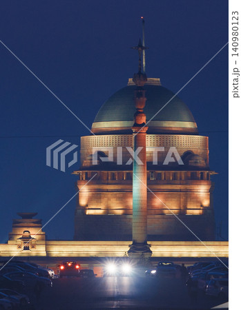Rashtrapati Bhavan Dome and Jaipur Column at Night Rashtrapati Bhavan Dome and Jaipur Column at Night 140980123