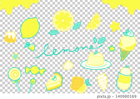 Cute lemon illustration set Cute lemon illustration set 140980169