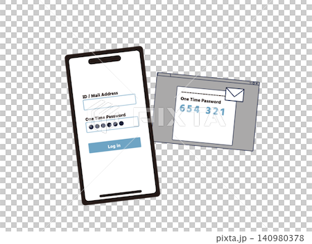 An illustration showing how to log in by entering a one-time password received via email. An illustration showing how to log in by entering a one-time password received via email. 140980378