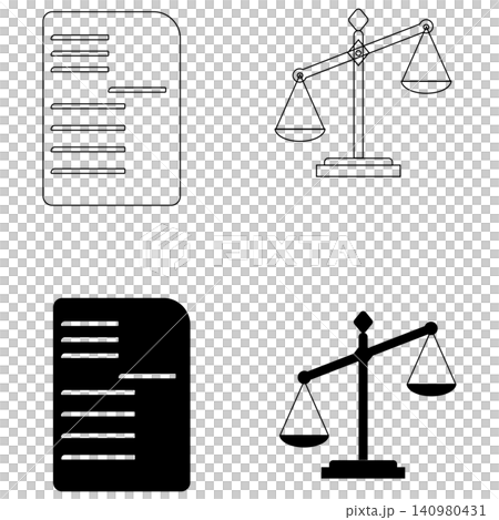 Black silhouette and clean outline set of courtroom scales of justice with legal letter for law firm websites attorney branding and court design projects 140980431