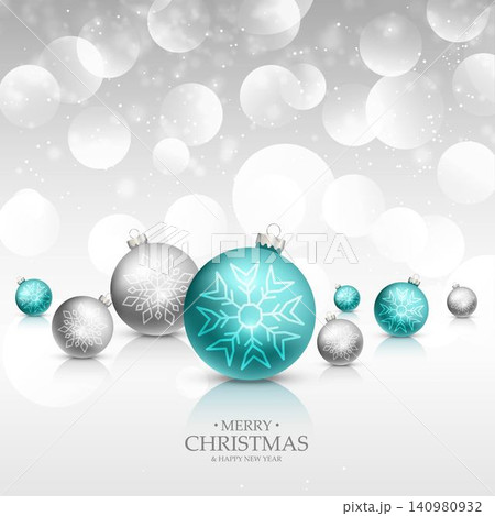 christmas celebration greeting card with realistic xmas balls and bokeh efect christmas celebration greeting card with realistic xmas balls and bokeh efect 140980932