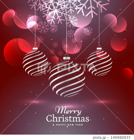 shiny elegant three christmas balls decoration on red background shiny elegant three christmas balls decoration on red background 140980935