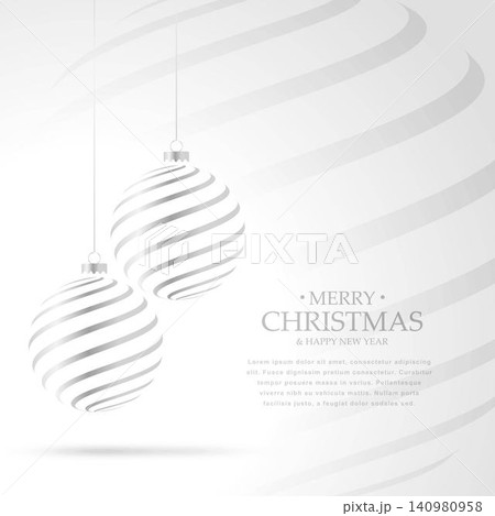 hanging silver christmas balls on white background hanging silver christmas balls on white background 140980958