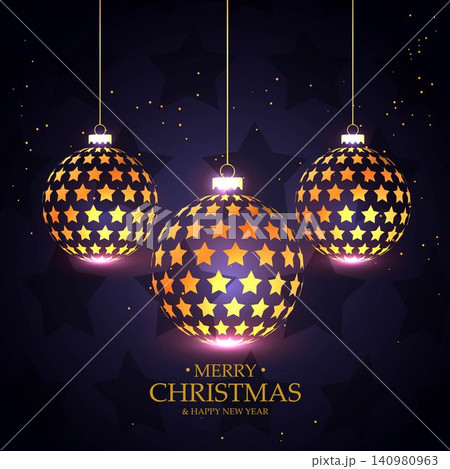 luxury christmas greeting with golden christmas balls decoration luxury christmas greeting with golden christmas balls decoration 140980963