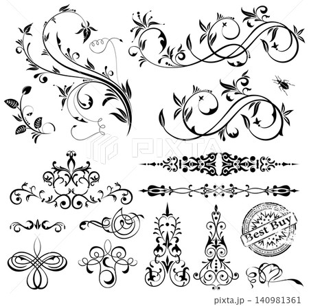 Calligraphic and floral element 140981361