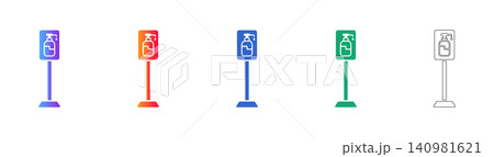 Wall Mounted Hand Sanitizer Icon Set 140981621