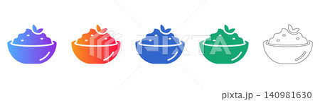 Healthy Smoothie or Porridge Bowl Icon Set 140981630