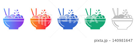 Ramen Noodle Bowl Icons Ramen Noodle Bowl Icons 140981647