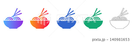 Noodle Bowl with Chopsticks Icons Noodle Bowl with Chopsticks Icons 140981653