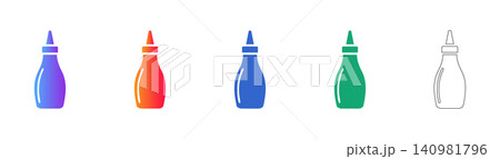 Squeeze Bottle Condiment Icons Set Squeeze Bottle Condiment Icons Set 140981796