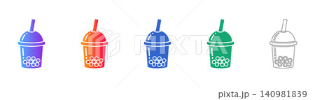 Boba Tea Drink Icons Vector Set Boba Tea Drink Icons Vector Set 140981839