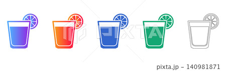 Citrus Juice Glass Vector Icon Set Citrus Juice Glass Vector Icon Set 140981871
