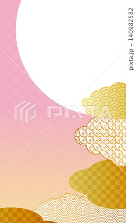 ピンクと金の和柄背景 格子柄文様 ピンクと金の和柄背景 格子柄文様 140982582