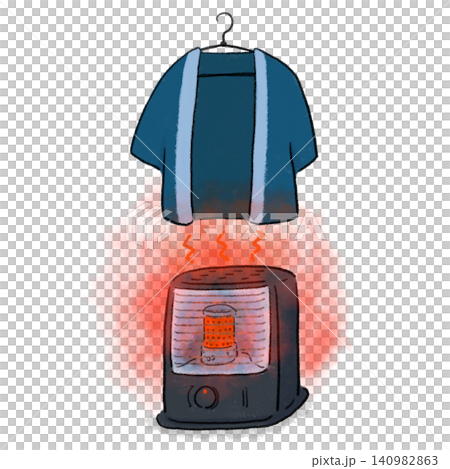 ストーブの上で洗濯物を乾かしているイラスト 140982863