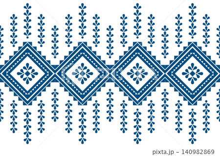 Geometric ethnic with floral pattern. Geometric ethnic pattern. Ethnic pattern. Navajo, Native American tribal fabric design for clothing, textile, wrapping, background, wallpaper, carpet, embroidery, 140982869
