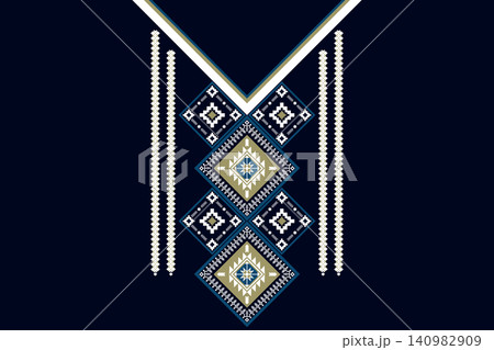 Necklace ethnic pattern. Neckline embroidery. Ethnic collar lace oriental pattern. Neckline floral designs for dress, textile, fabric, cloth, fashion, print Necklace ethnic pattern. Neckline embroidery. Ethnic collar lace oriental pattern. Neckline floral designs for dress, textile, fabric, cloth, fashion, print 140982909