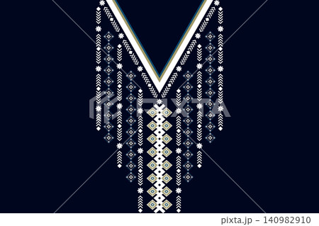 Necklace ethnic pattern. Neckline embroidery. Ethnic collar lace oriental pattern. Neckline floral designs for dress, textile, fabric, cloth, fashion, print Necklace ethnic pattern. Neckline embroidery. Ethnic collar lace oriental pattern. Neckline floral designs for dress, textile, fabric, cloth, fashion, print 140982910