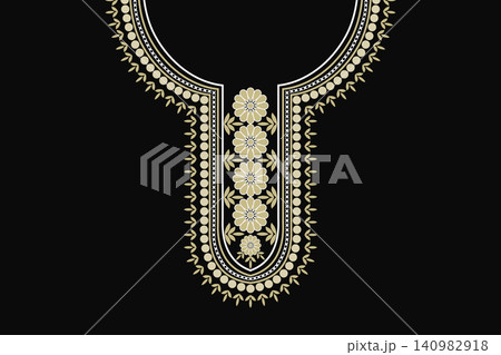 Necklace ethnic pattern. Neckline embroidery. Ethnic collar lace oriental pattern. Neckline floral designs for dress, textile, fabric, cloth, fashion, print Necklace ethnic pattern. Neckline embroidery. Ethnic collar lace oriental pattern. Neckline floral designs for dress, textile, fabric, cloth, fashion, print 140982918