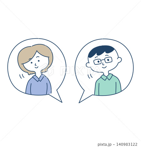 笑顔で会話する男女のチャットアイコンセット 笑顔で会話する男女のチャットアイコンセット 140983122